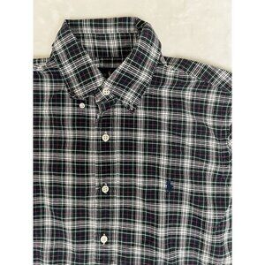 Polo Ralph Lauren Long Sleeve Button Up Plaid Shirt Green Blue Size Medium
